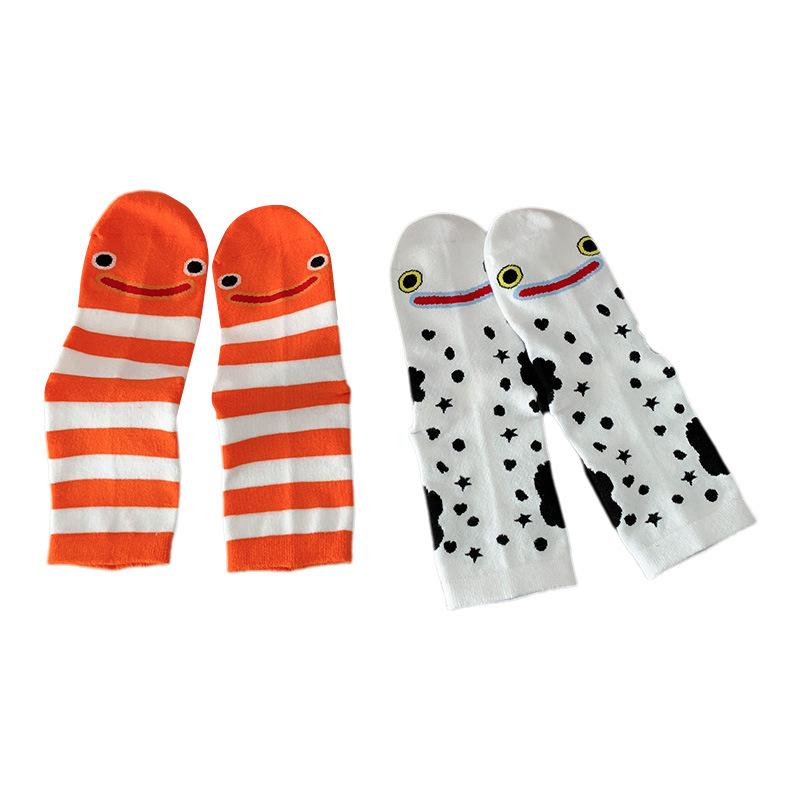 Lustige weibliche Cartoon-Aal-Socken, trendy knöchelhoch, personalisiert und modisch, ohne Naht, Plüschsocken