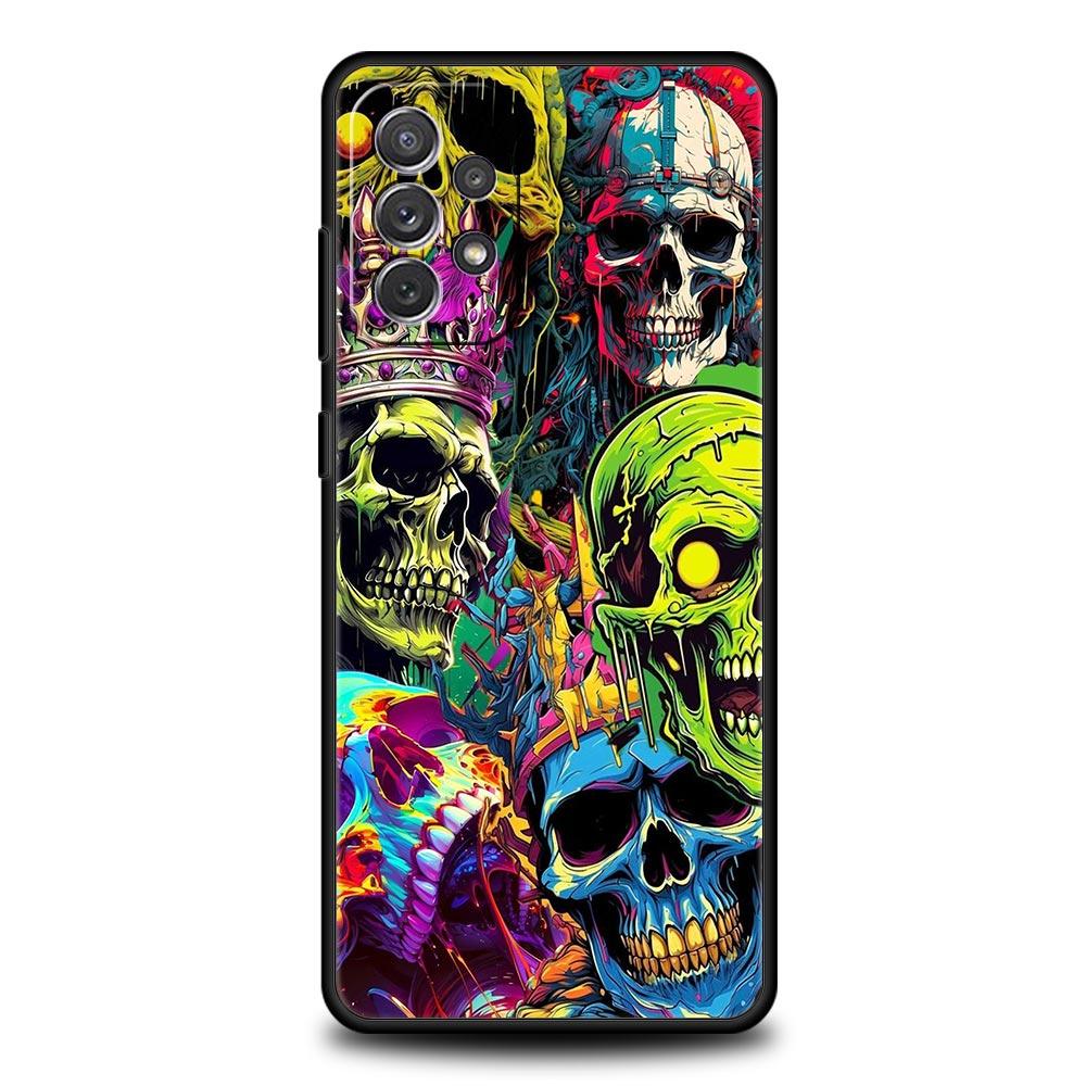 Skeleton Skull Phone Case for Samsung Galaxy A55 A35 A17 A07 A15 A13 A25 A51 A71 A72 A73 A32 A52 A52S A41 5G Soft TPU Shell Bags