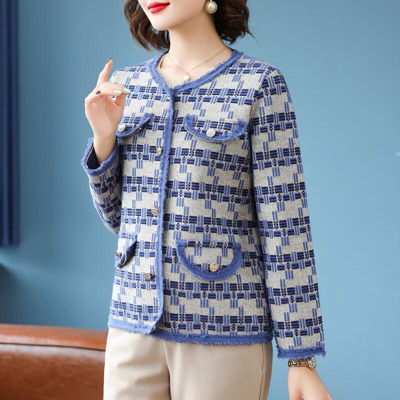 Qianlian Women's Spring Plaid Cardigan Jacket