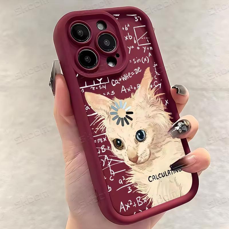 Забавный Арт Формула Кот Силиконовый Чехол для Телефона Для iPhone 17 16 Pro Max 15 14 11 12 13 16E X XS XR 7 8 Plus Ударопрочный Бампер Мягкий Co iPhone 14