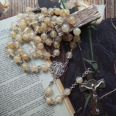 Vintage vallásos katolikus kereszt rózsafüzér nyaklánc gyöngyök szent alak Jézus függő medál Jézus rózsafüzér nyaklánc nőknek és férfiaknak