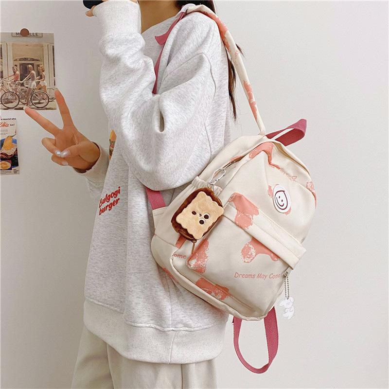 Korean Version of Soft Girl Style Cute Girl Backpack Small Lightweight Crossbody Bag for Going Out Shopping Versatile Casual Bag