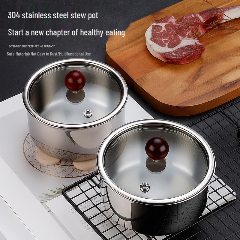 304 Stainless Steel Double-Layer Steamed Egg & Soup Bowl with Lid - Heat Resistant Cooking Pot for Home Use