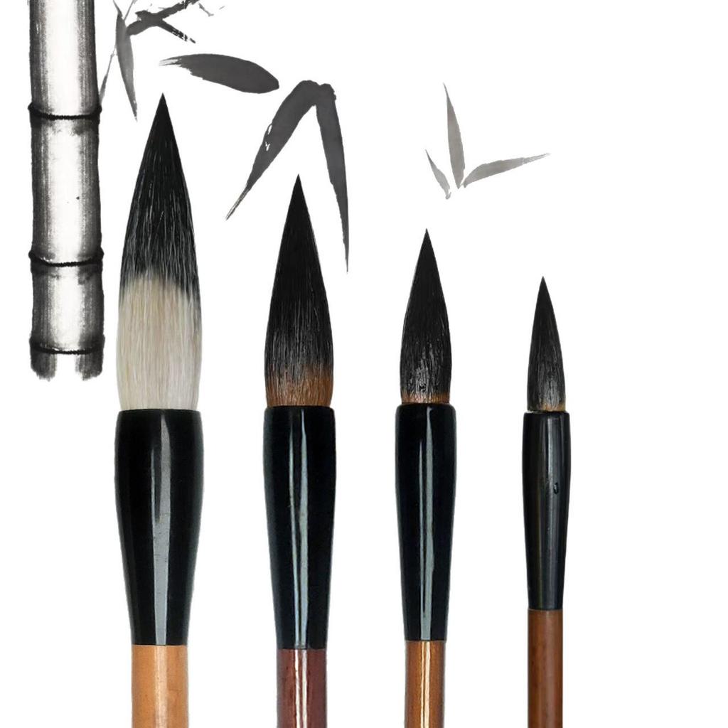Lan Zhu Orchid & Bamboo Brush Set - Freehand Style - Professional Beginner's Mixed Bristle Wolf Hair Brush for Chinese Painting