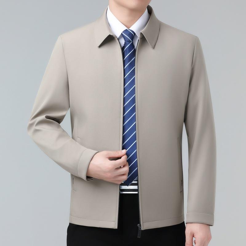 Lapel Jacket for Leading Cadres, Men's Autumn Middle-aged Dad's Business Jacket, Civil Servant Formal Mulberry Silk Jacket
