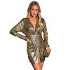 2025 New Elegant Sexy Style Spring and Autumn Night Party Deep V-neck Solid Color Dress