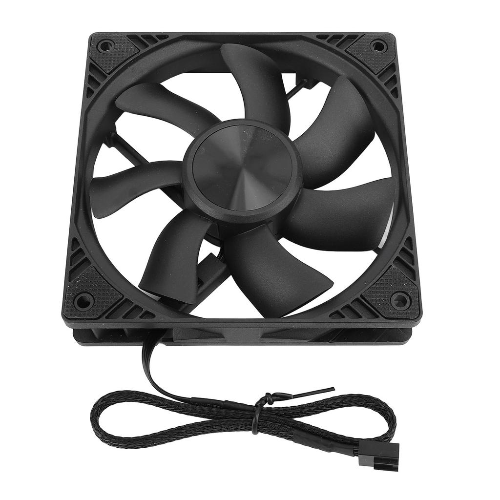PC Case Fan 120mm PWM Intelligent Control MFDB Bearing Case Cooling Fan with 4 Pin Extension Cable 12V Black