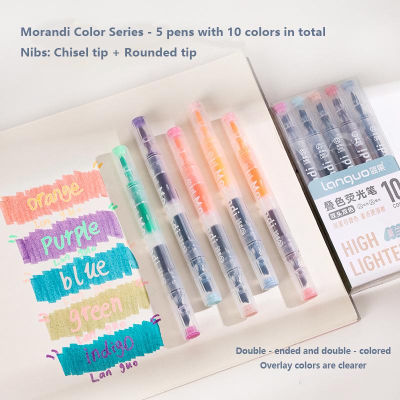 

5 Pcs Double Ended Magic Color Change Highlighter Kit, Student Diary Scrapbook DIY Production, for Marking, Underline, Painting