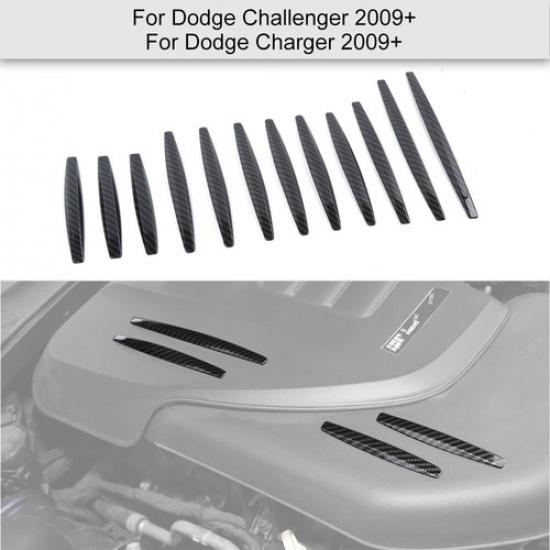 Car Engine Hood Decor Cover Trim Bezels For Dodge Challenger Charger 09+ Carbon