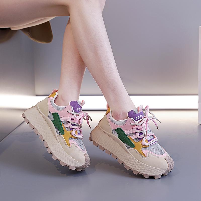 Niche Design Color Matching Fashion Dad Shoes Women's 2025 Spring New Comfortable Sports Women's Casual Shoes 872-1