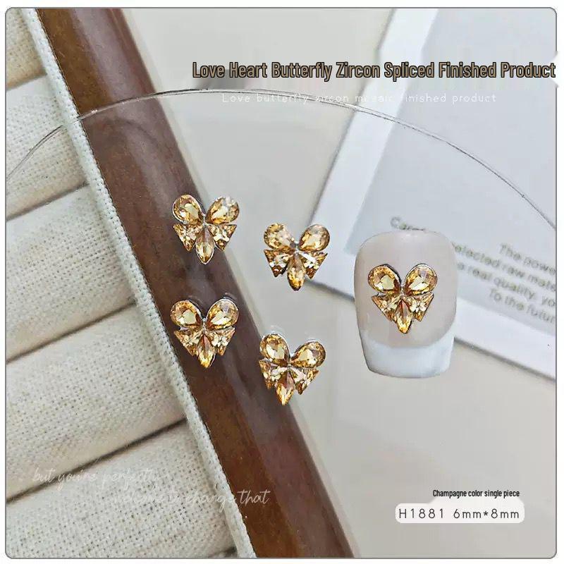 Fertige Maniküre Liebe: Glänzende Strass Schmetterling & Zirkon Nailart Dekorationen