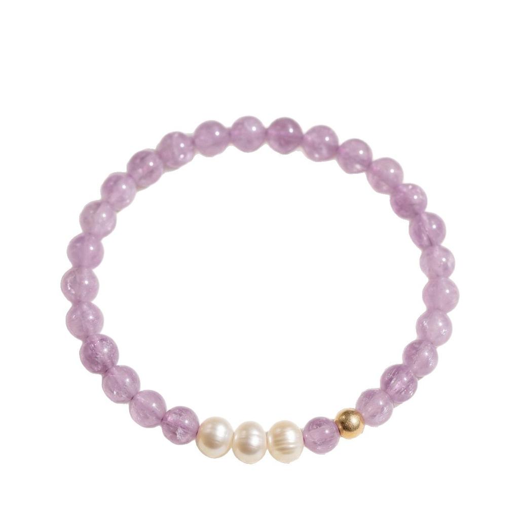 Mingtai Jewelry Natural Crystal Amethyst Gray Pearl Bracelet As a Gift for Girlfriend
