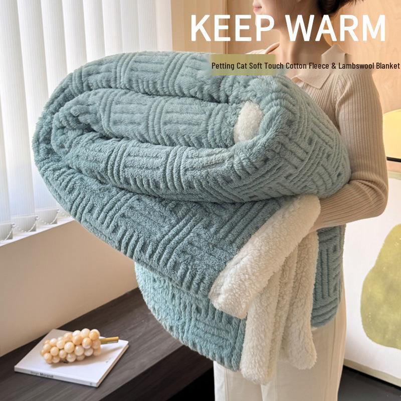 2025 Winter Thickened Double-Sided Lambswool Blanket for Dormitories and Offices