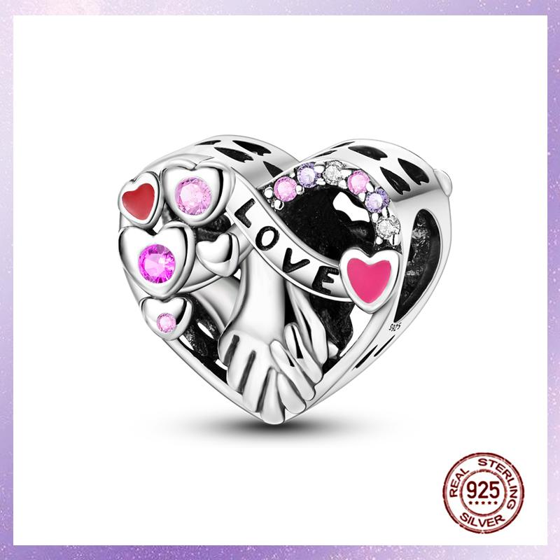 Purple Charms Copper Fit Original Pendant Bracelet Butterfly Glass Heart Feather Clip Charm Dangle Luminous Bead Diy Jewelry