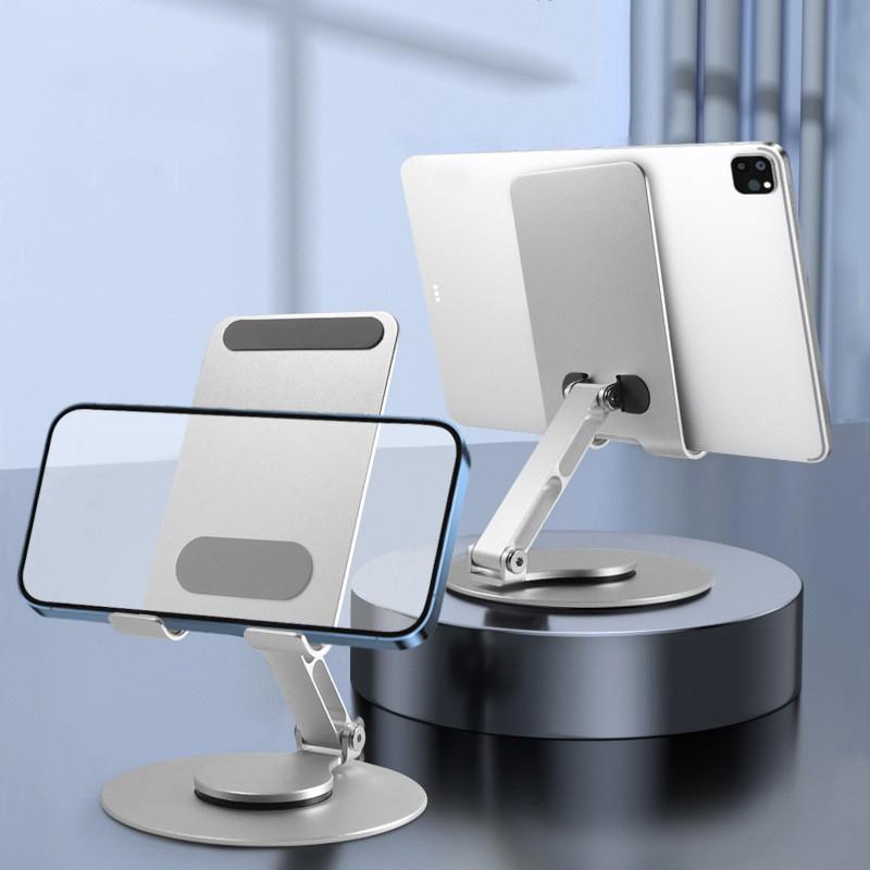 Real Aluminum Alloy Adjustable 360 Rotation Foldable Desktop Phone Holder Stand Comfortable Folding Cell Phone Stand серебряный