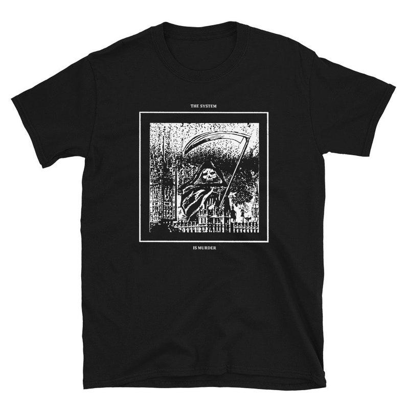 

230 Gsm 100% Cotton The System Is Murder Reaper Shirt 3XL чорний
