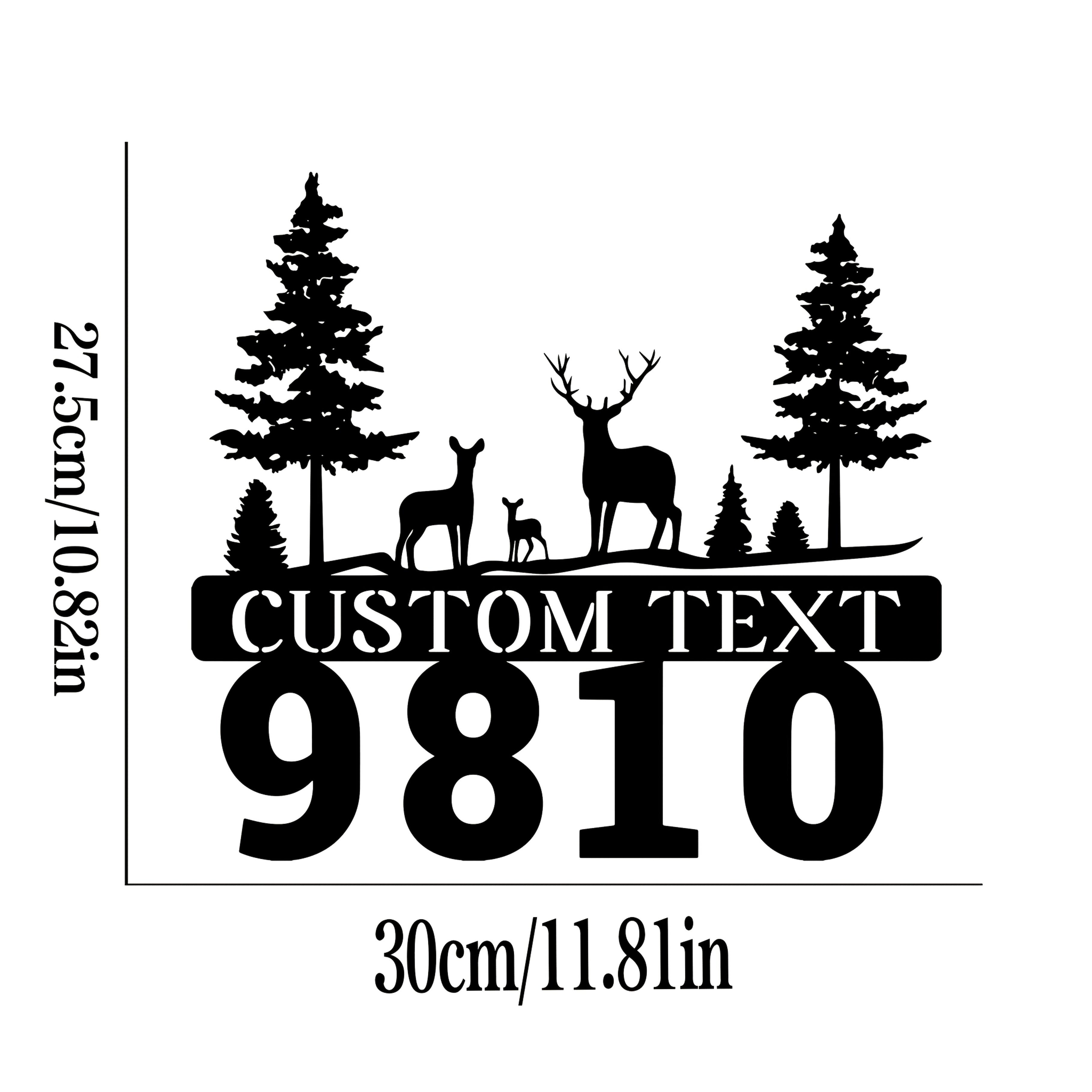 Metal Deer Family Wall Art Black Address Plaque Home Entrance Decor