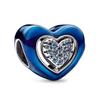 Authentic Copper Spinning Blue Heart Charm Fit Brand Bracelet Copper Charms Diy Women Necklace Gift