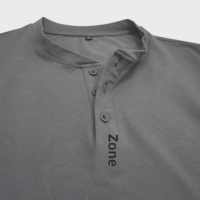 Heren Katoen Henley Shirt met Lange Mouwen - Europese & Amerikaanse Stijl
