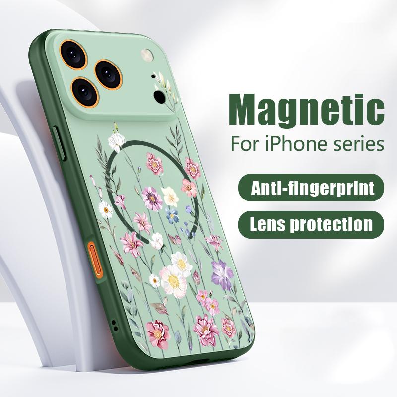 Simple Style Love Heart Pattern Case For iPhone 17 Pro Max Magnetic For Magsafe Hybrid Slim Matte Cover For iPhone 16 15 14 13 Pro Max
