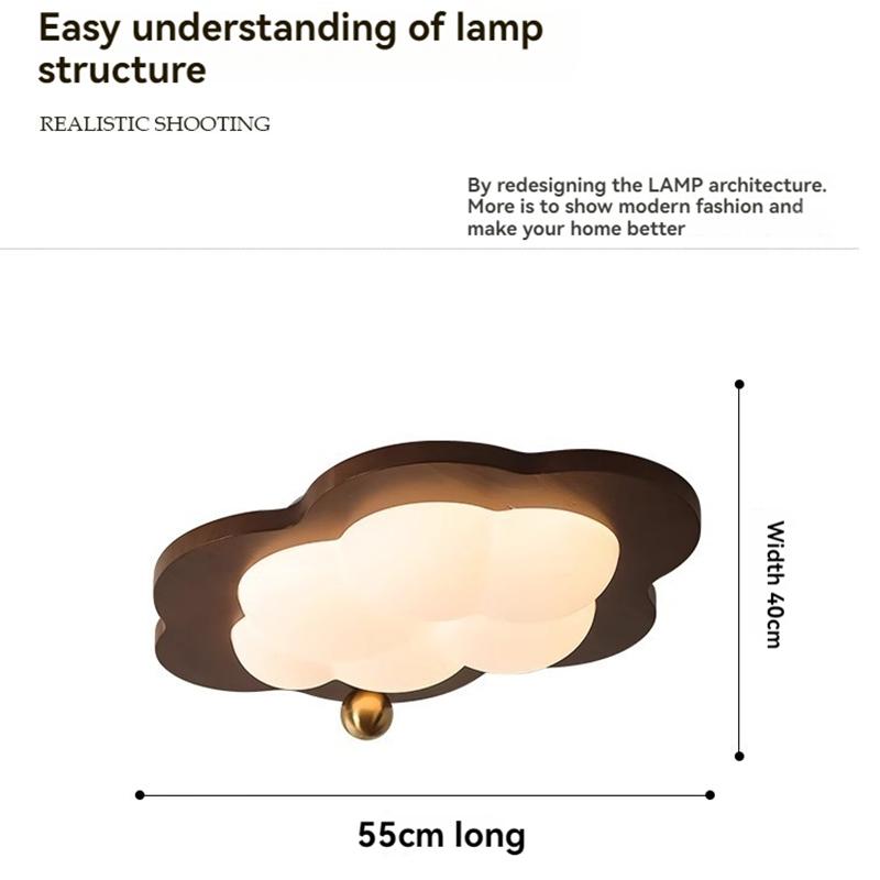 2024 New Led Wood Ceiling Light Bedroom Lamp Creative Cloud Star Living dining Lamp Home Decor  Retro Walnut Color Lamp Ceiling