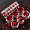Valentine's Day Nail Art Glitter Set: 6-Compartment with Heart, Hollow Heart, Butterfly, and Metallic Glitter for Resin