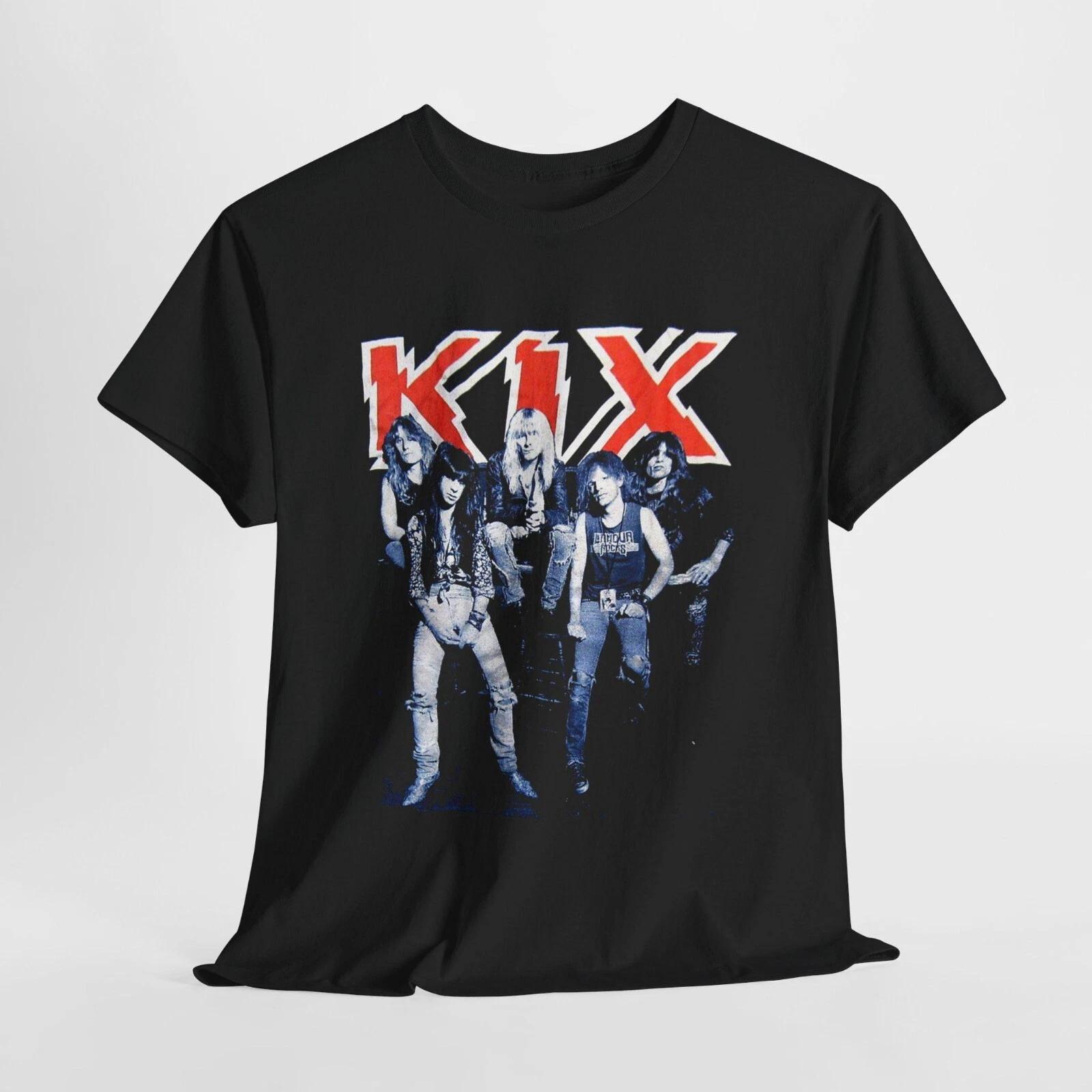 

Summer Hot Selling New Trend Kix Band Black Cotton Gift for Fan Shirt Mens Casual Loose Short Sleeves L