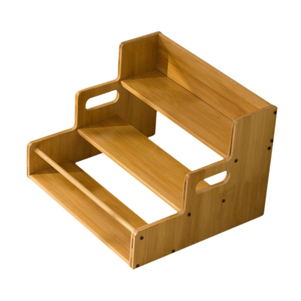 Bamboo Display Stand Versatile Rustic Sturdy Desktop Cosmetic Holder Coffee Cup Rack for Bedroom