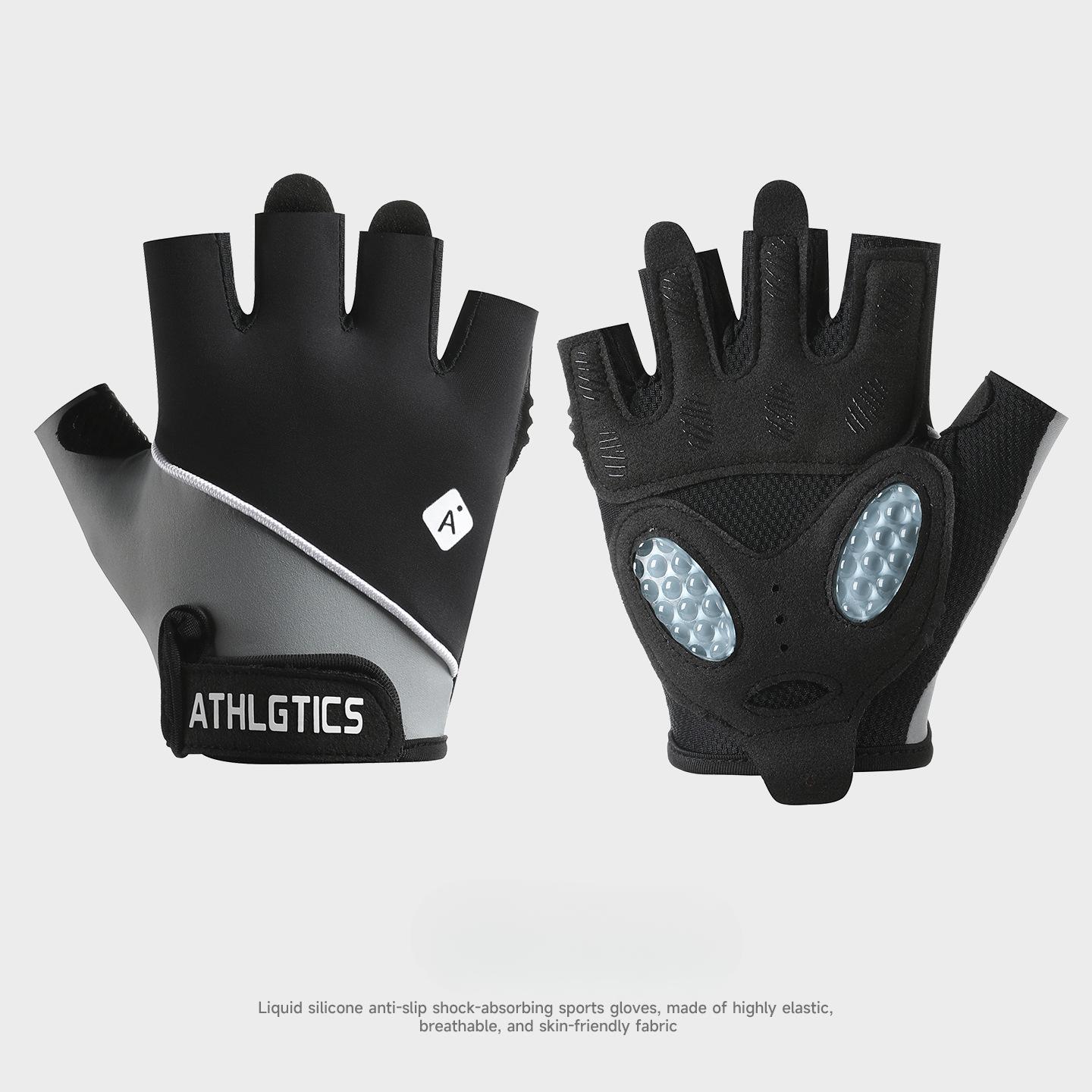 

Fitness Gloves for Women Outdoor Riding Breathable Ice Silk Anti slip Wear Resistant Anti Cocoon Liquid Silicone Sports Half Finger Gloves L