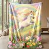 Rainbow Unicorn and Flowers Theme blanket Lightweight Warm Flannel Blanket Decorative Throw Blanket for Home Decoration
