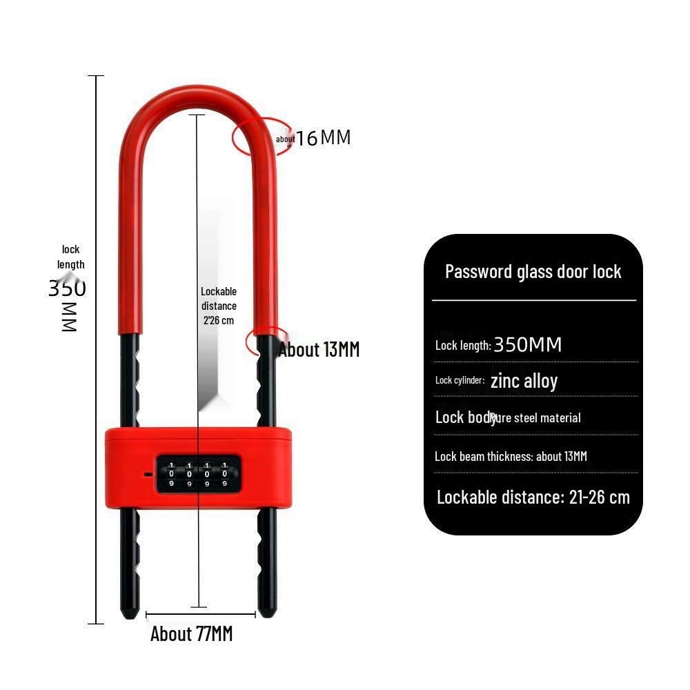 U-Shaped Glass Door Lock: Electric Scooter & Sliding Door Anti-Theft Password Lock