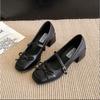 2025Spring Autumn New Style Luxury Jane Shoes Shallow Round Toe Mid Heel Shoes Ladies Elegant Outdoor Single Pump Shoes