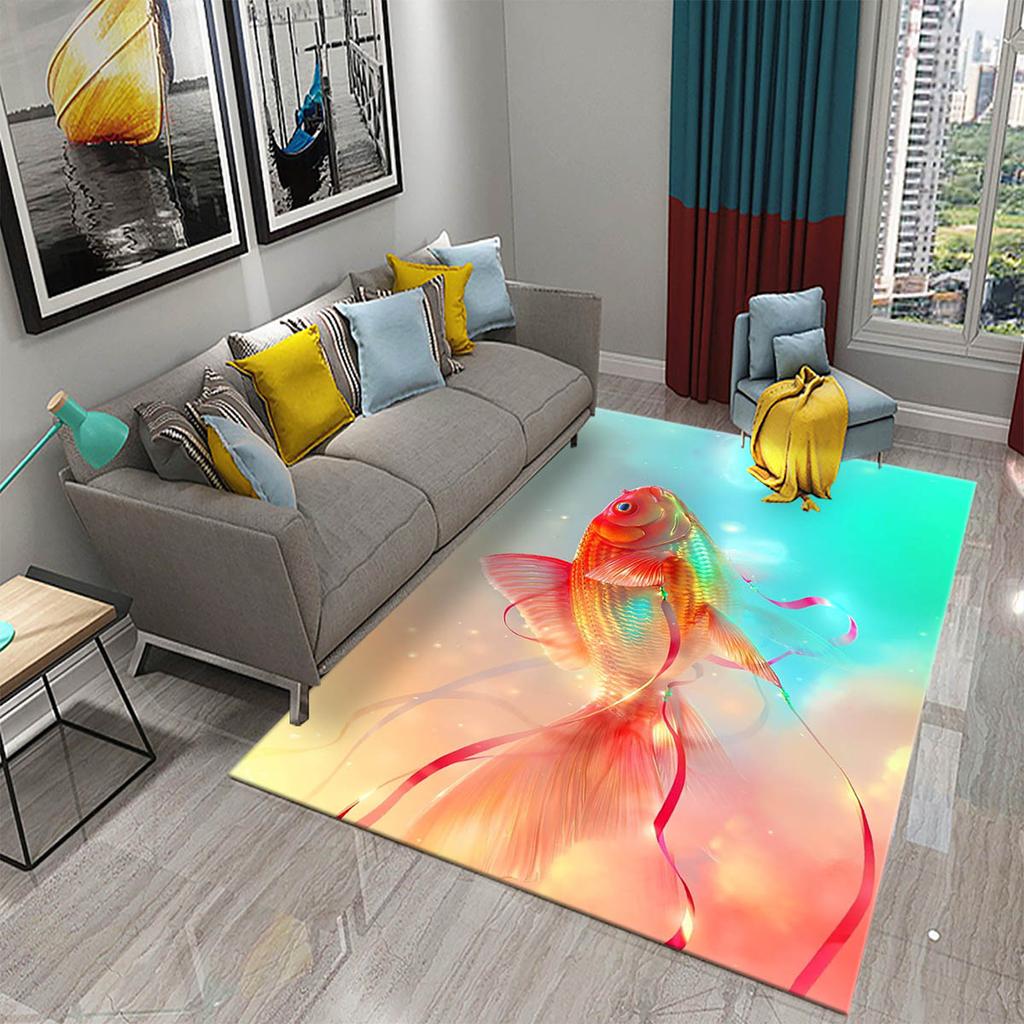 Living Room Kitchen Bedroom Entrance Rug Home Gift Cute Dreamy Goldfish Rug Bathroom Non-Slip Rug Mat