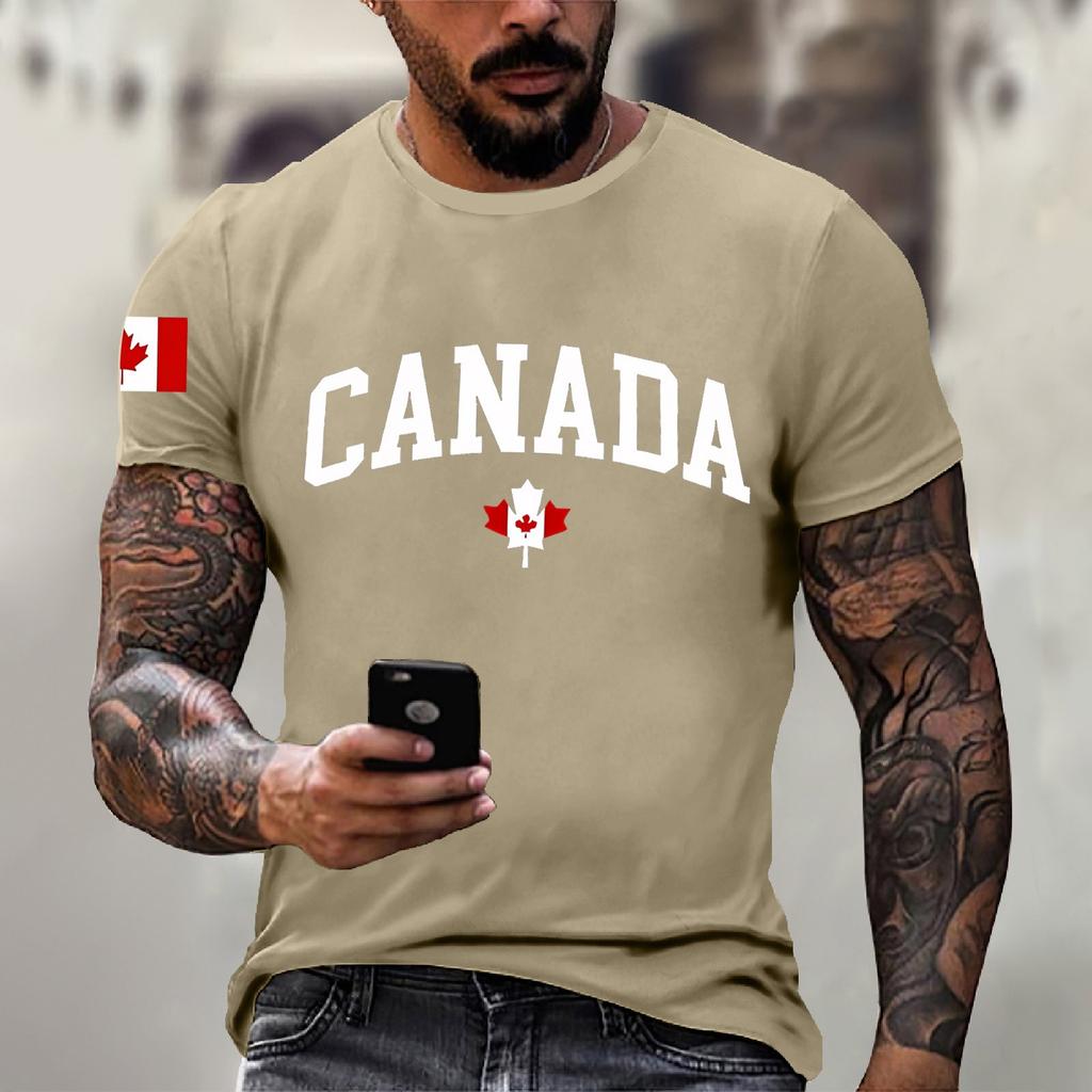 Men's Canadian Printed Round-neck Short-sleeved T-shirt