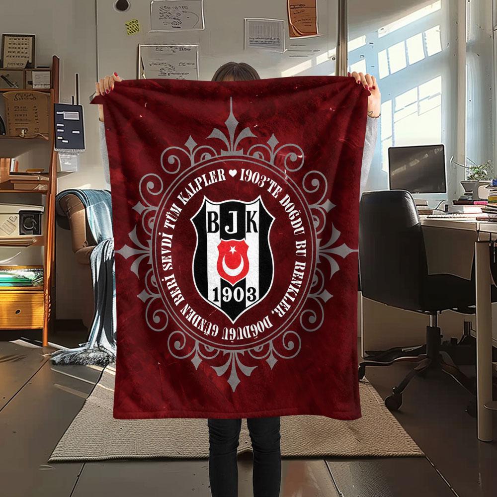 1PC Besiktas Gymnastics Club Patterned Flannel Blanket Suitable For All Seasons for Home Decor Warmth and Comfort Gifts Holiday Present
