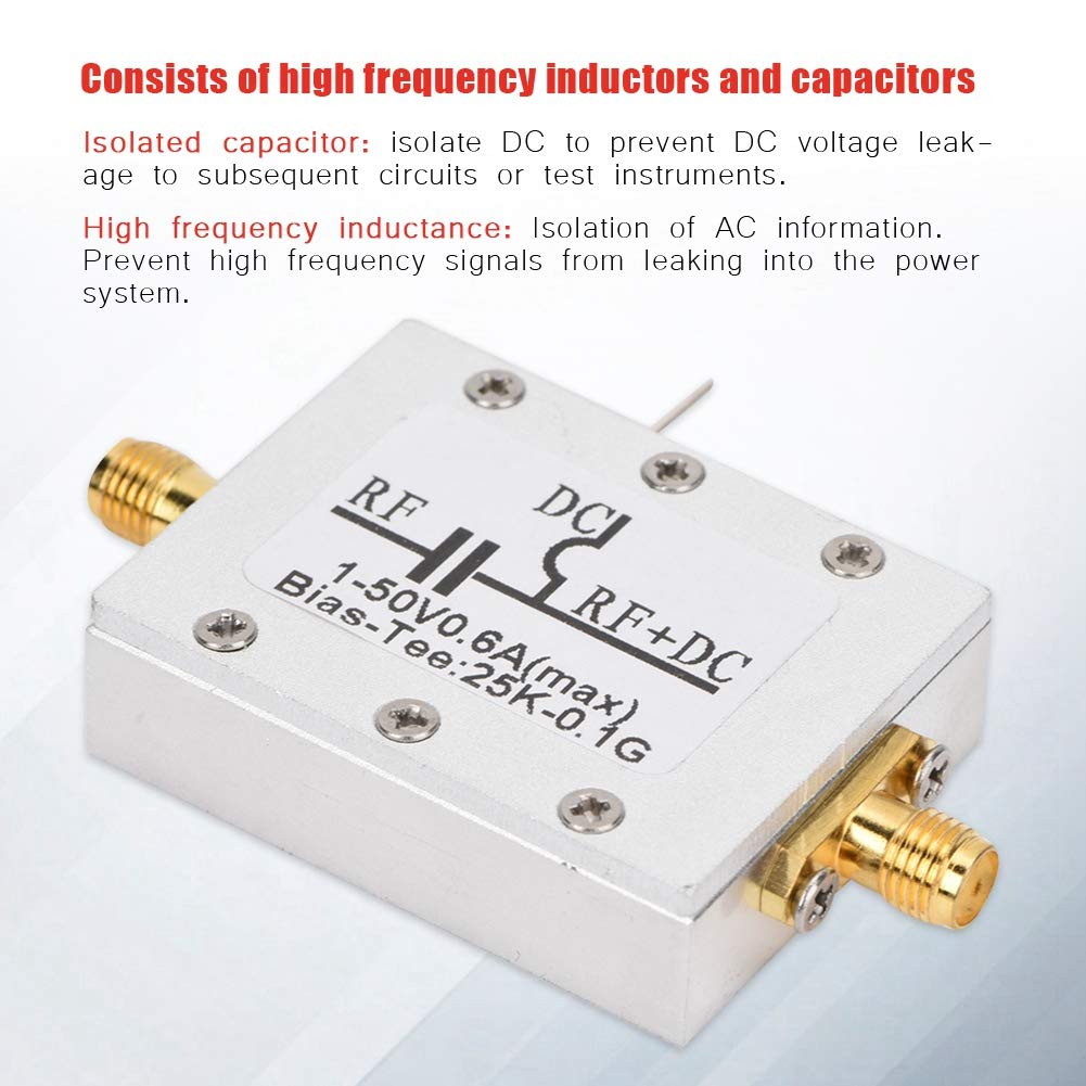 Ciglow Bias Tee Broadband, 25K-100MHz Coaxial Feed RF Broadband Radio Frequency Microwave Coaxial Bias.