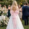 Single Layer Big Bow Waist Decoration Satin Mesh Solid Color Gown Waist Ornament Chic Temperament Wedding Dress Accessories