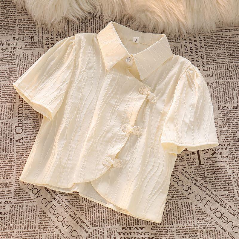 2026 Summer Women s New Chinese Style Frog Button Shirt & High-Waist Skirt Set L