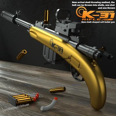 Pistola Lançadora de Cápsulas K-31 de Brinquedo para Crianças Pode Ser Lançada Modelo de Rifle Pistola de Brinquedo para Meninos Ferrolho de Puxar Manual Presente de Natal