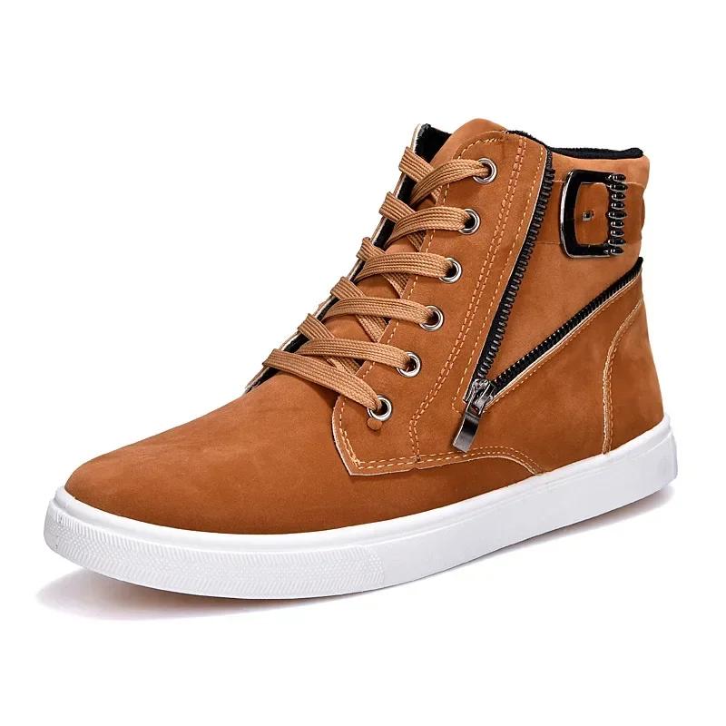 Men's Sneakers High Top Male Sports Boots Frosted Suede Comfortable Casual Sneakers for Men Retro British Style Male Shoes