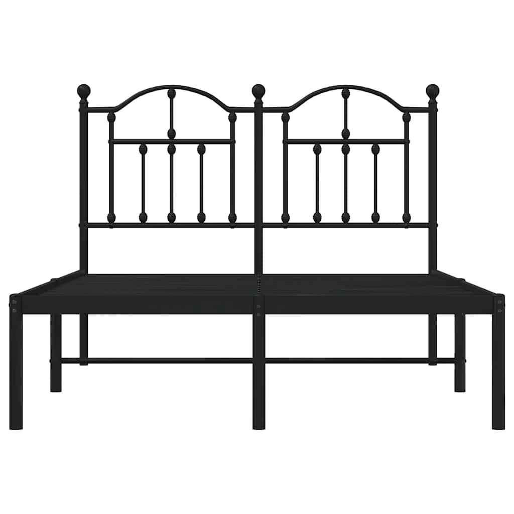 Metal Bed Frame with Headboard Black 120x200 cm