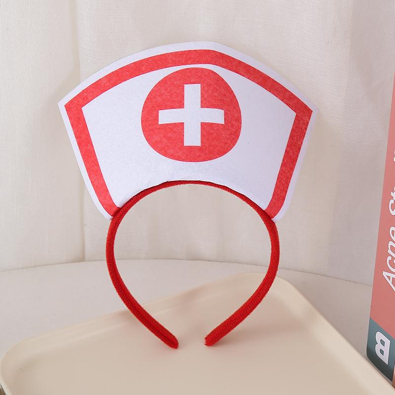 Role Playing Nurse Headband Hair Accessory Halloween Decoration pink Hat Headband Female Adult