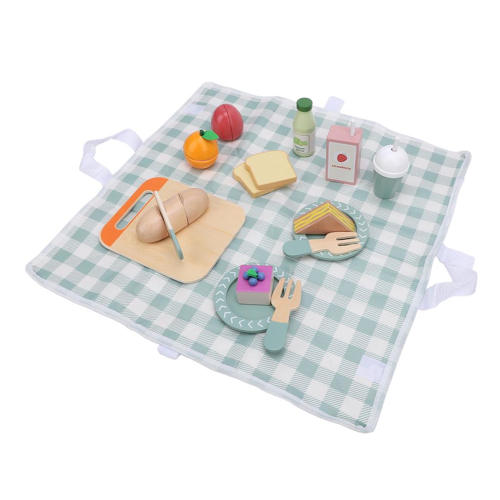 Kids Picnic Toy Set High Simulation Educational Fun Develop Fine Motor Skills Wooden Food Play Toys