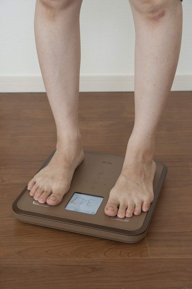 Tanita Body Weight and Composition Scale with Made in Features a LCD Display with Face Illustrations and Encouraging Backlight, Japan, Brown, BC-810