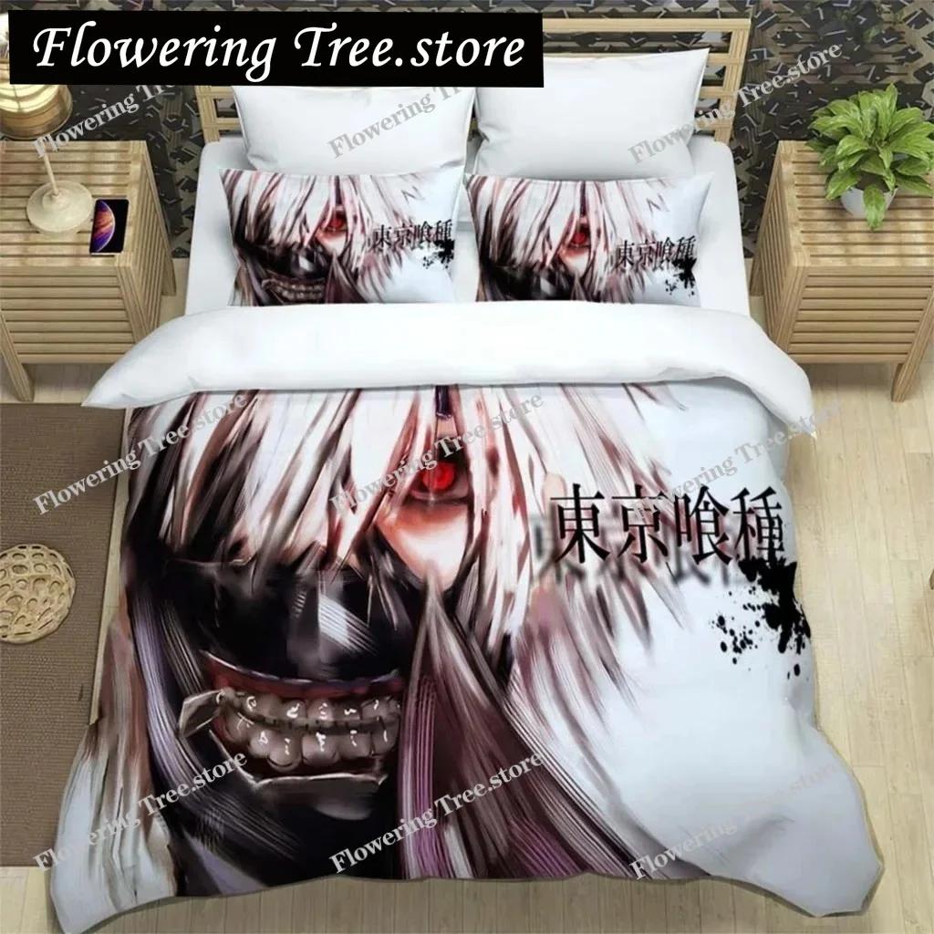 Set Biancheria da Letto in Poliestere con Stampa Digitale Anime di Moda Giapponese per Ragazzi e Ragazze, Set Biancheria da Letto per Giovani, Regalo per Coppie