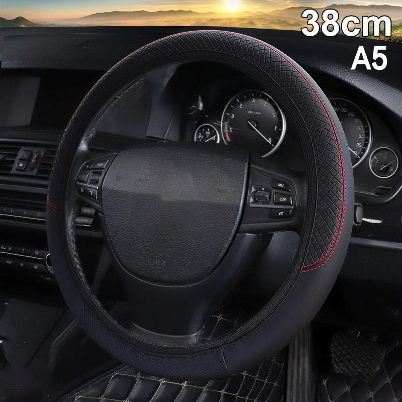 Car Steering Wheel Protective Cover Universal Breathable Elastic Band Anti Slip Pu Leather Steering Covers Suitable 38Cm U-60