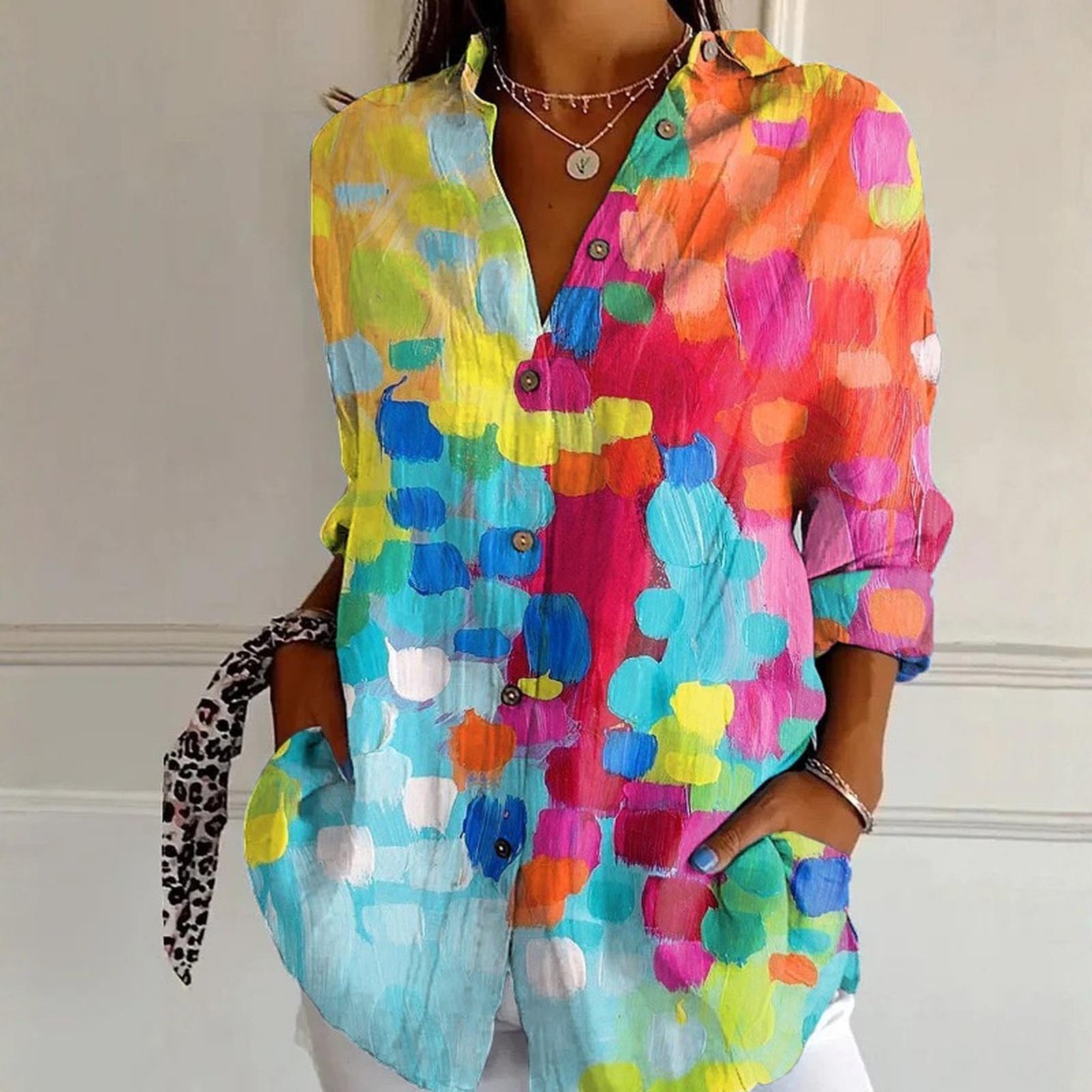 Women s Printed Loose Casual Fashion Shirt Top L