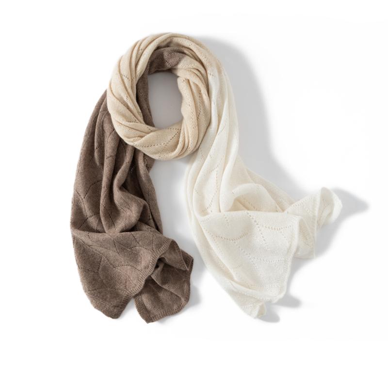100% Cashmere Women'S Two-Color Cut-Out Scarf And Shawl For Winter Warmth Gradient Knitted Multi-Functional Vest Couple'S Neck