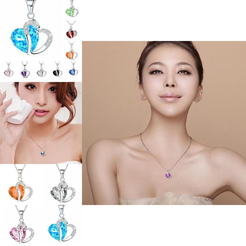 Korean Style Heart-shaped Zircon Crystal Necklace Collarbone Chain For Women Employee Benefits Wedding Travel Souvenir K132