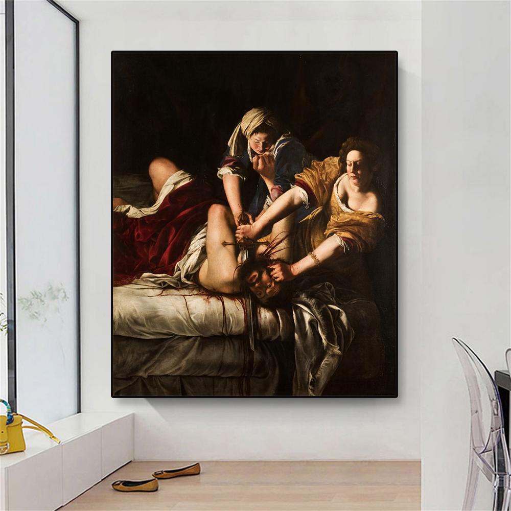 

Темне мистецтво Плакат Джудіт обезголовлення Олоферна Джентілескі Принти Картина на полотні Жіноча сила Італія Бароко Художня галерея Декорація 21x30 No Frame